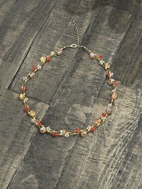 Gold-Tone Crystal Necklace - Multicolor Accent